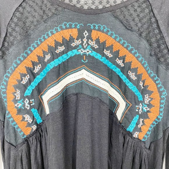 Woolrich, NWOT, Womens Blouse Black Long Sleeve Embroider, Medium - Picture 3 of 5